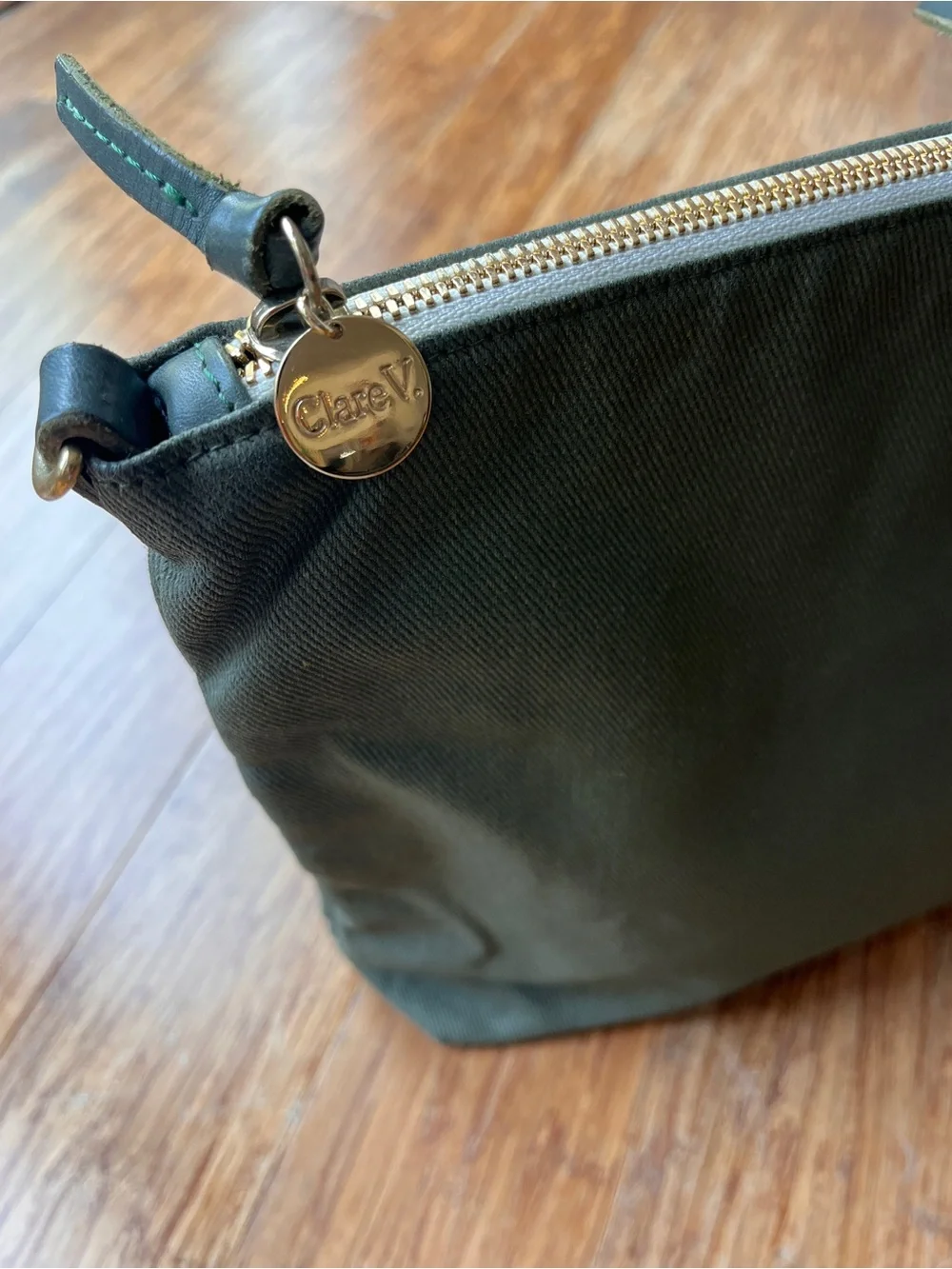 Clare V Waxed Cotton Canvas Attaché Bag Olive Green